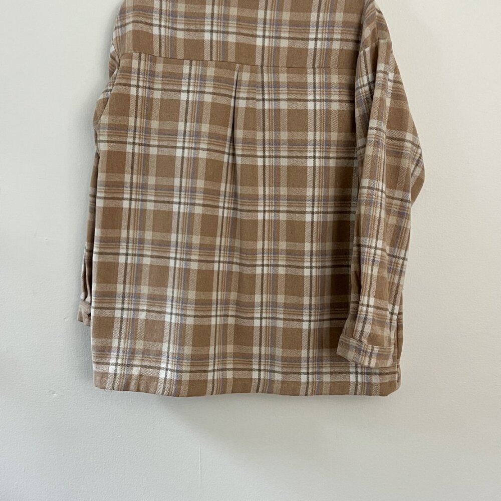 Princess Polly Beige Plaid Button-Down Shacket - Picture 4 of 6